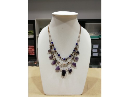 สร้อยคอ 3 สาย หินฟรีฟอร์ม (อเมทิส)